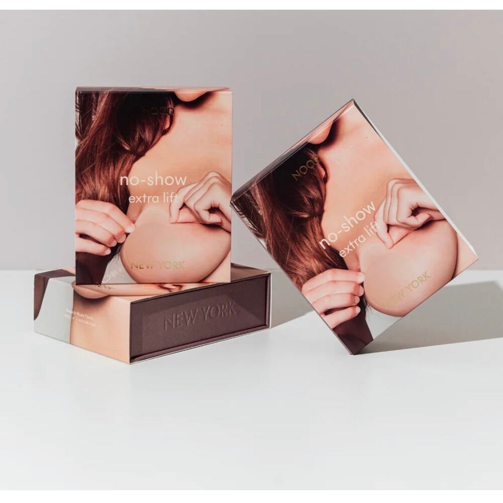 NOOD No-Show Extra Lift Adhesive Nipple Covers Buff Reusable Waterproof 32A-36B